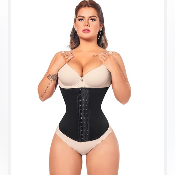 Yianna women’s black Latex waist trainer Hook And Eye size L - Picture 8 of 11